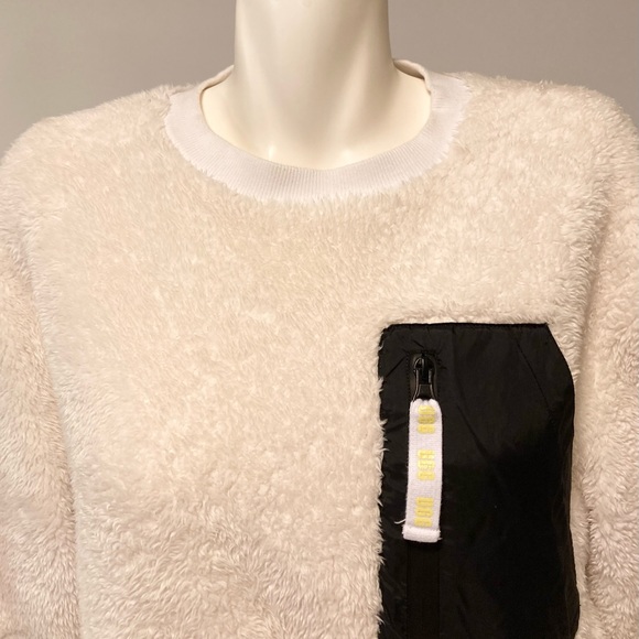 UGG Oatmeal Black Polyester Nylon Faux Fur Oversized Sweater Pullover size S - Picture 2 of 15